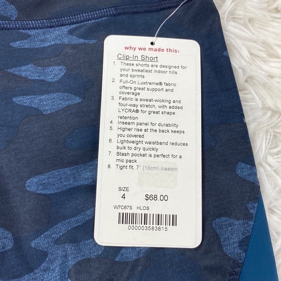 NWT Lululemon Clip-In Short Heathered Texture Lotus Camo Oil Slick Blue - Picture 2 of 5